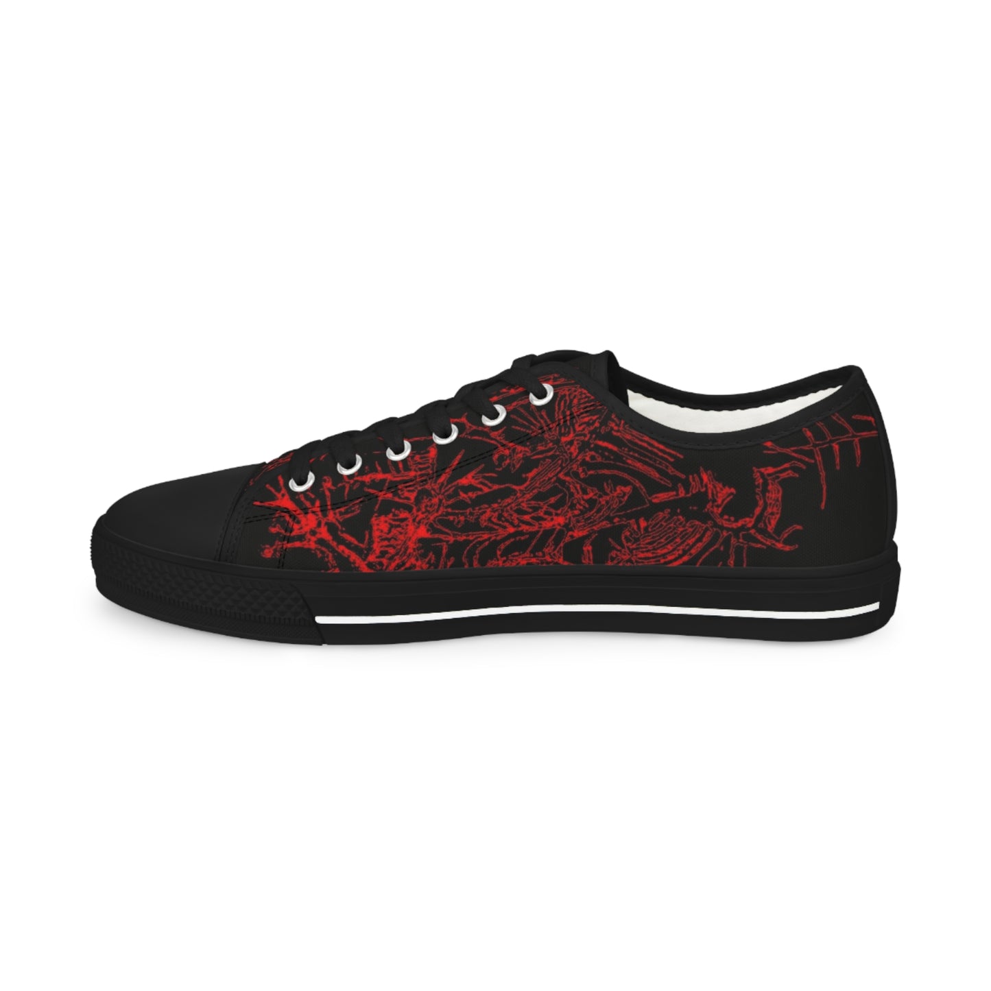 Red Black Grunge Low-Top Sneakers