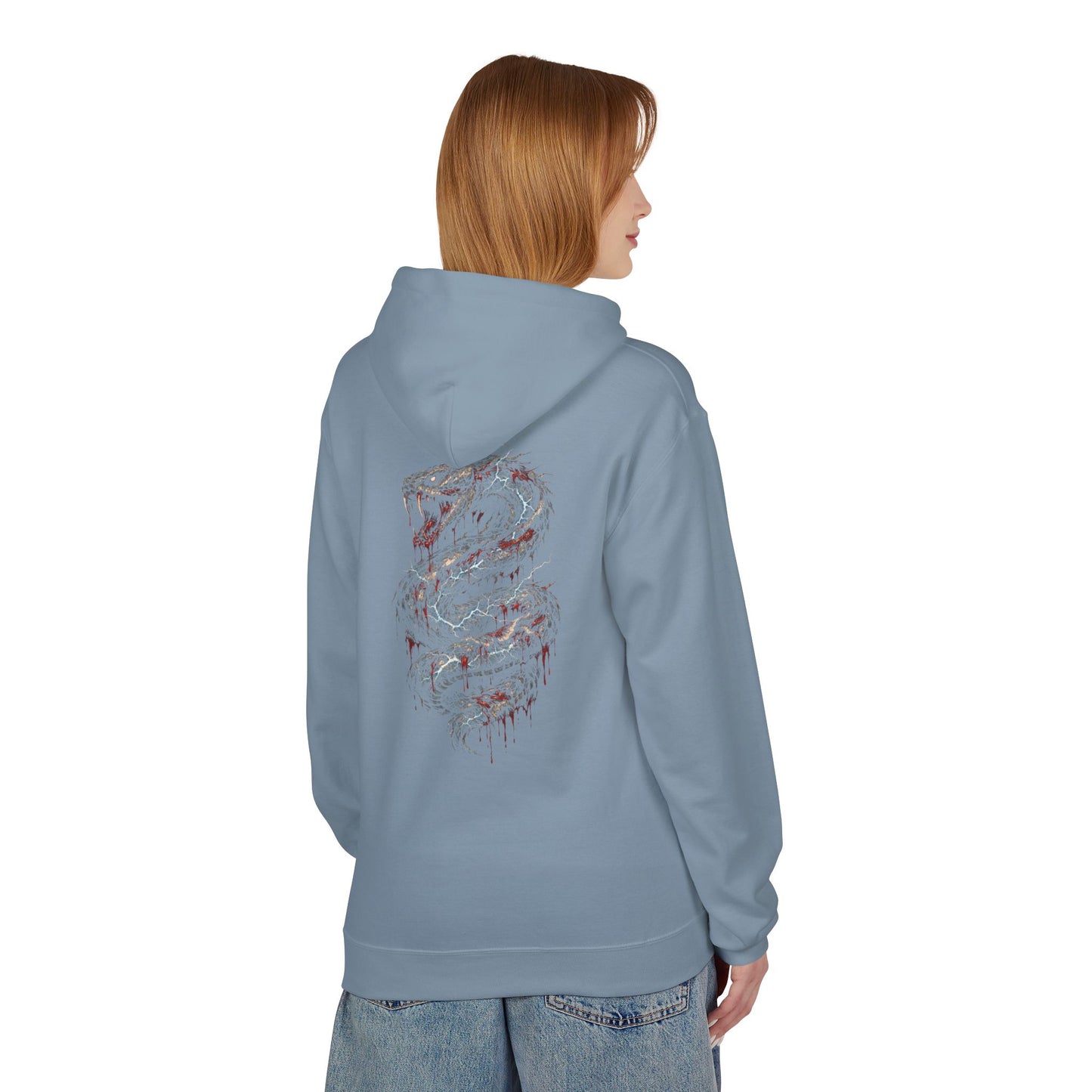 Serpent Flame Hoodie — Double-Headed Dragon Graphic Hooded Sweatshirt