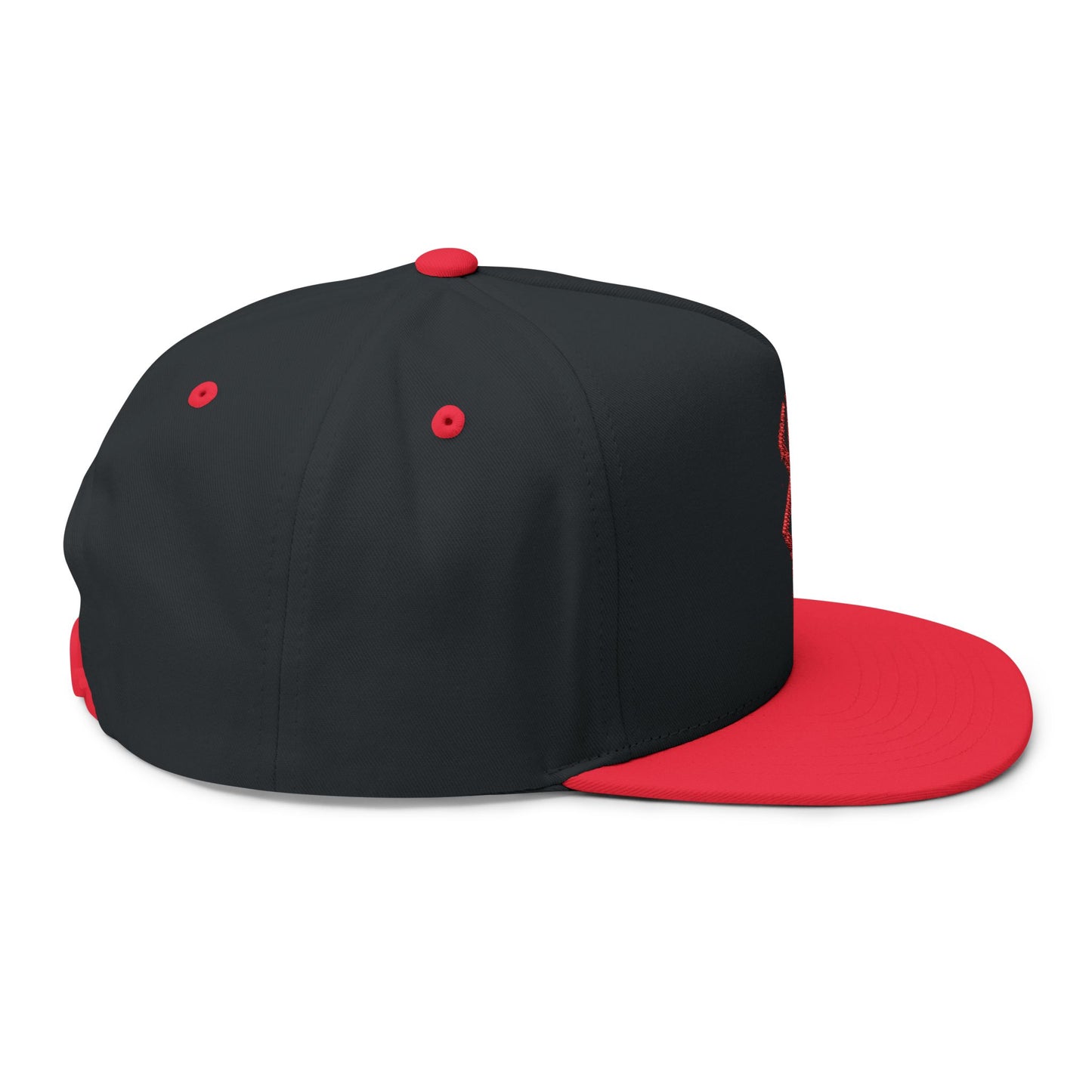 Embroidered Red Viking Rune Flat Bill Cap — Nordic Symbol Snapback Hat
