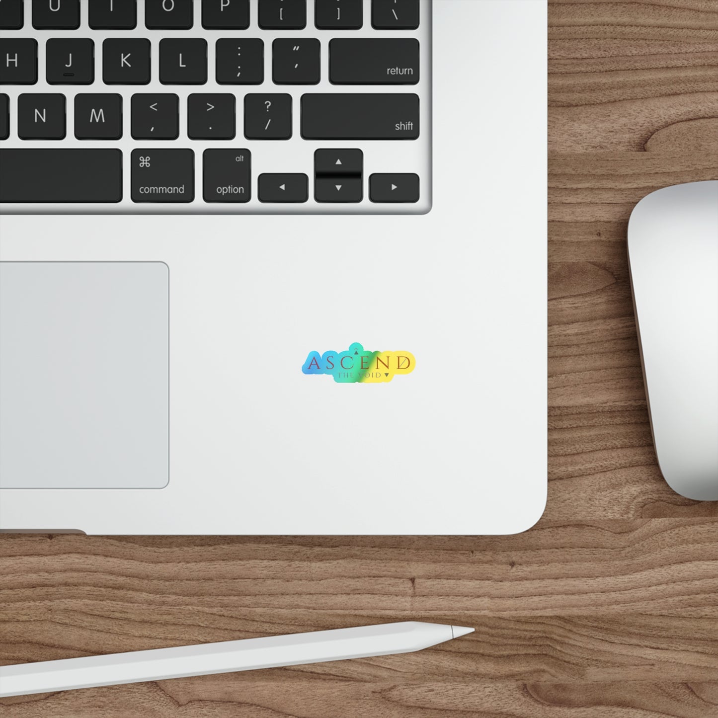 Holographic "Ascend the Void" Die-Cut Sticker — Iridescent Retro Logo Decal