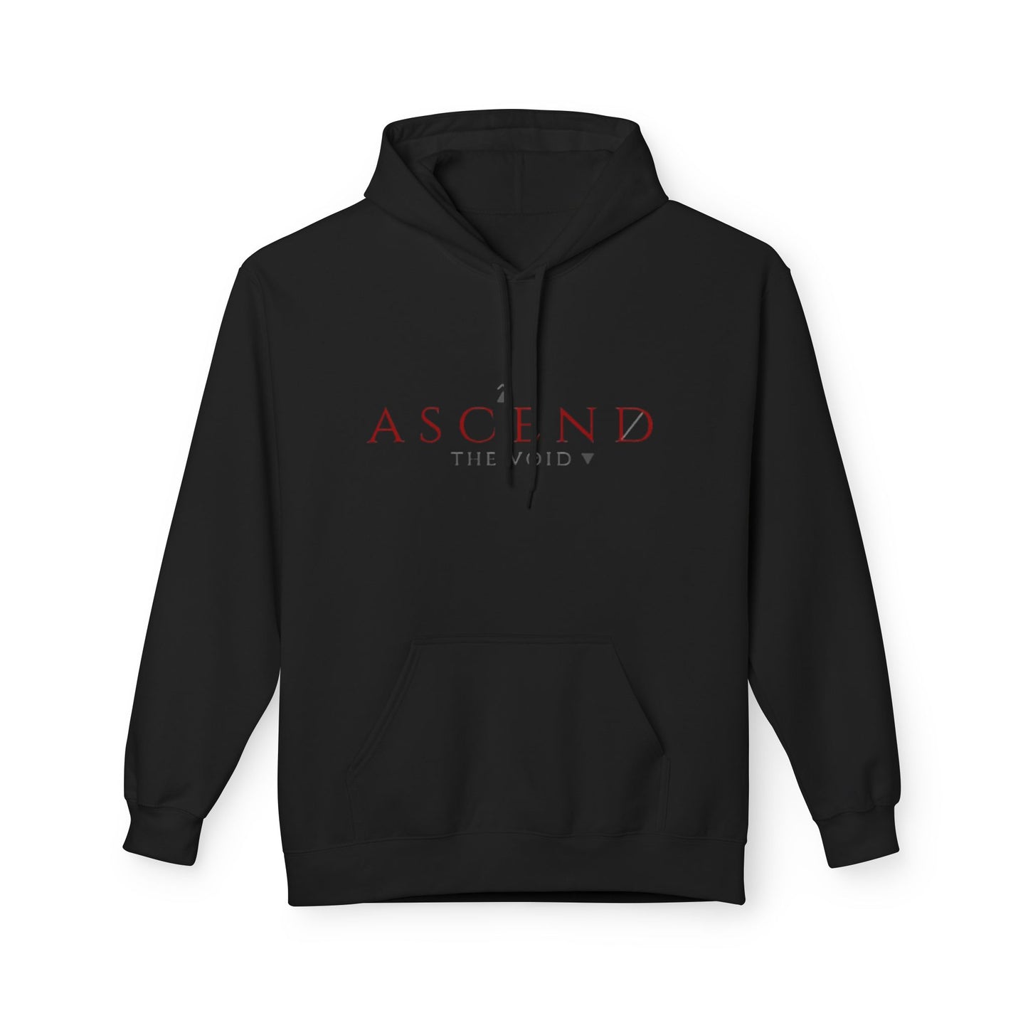 Hoodie — 'ASCEND The Void' Minimalist Logo Pullover with Red Lightning Back Graphic
