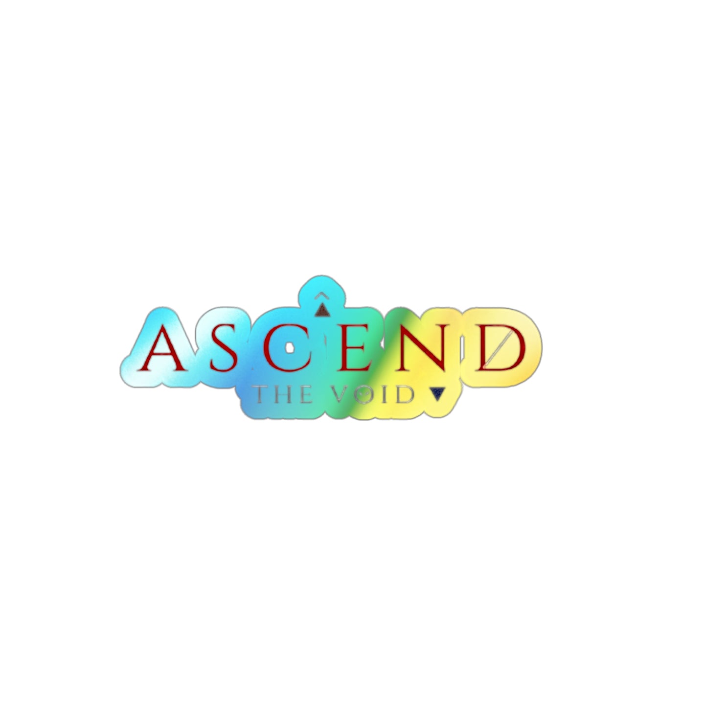 Holographic "Ascend the Void" Die-Cut Sticker — Iridescent Retro Logo Decal