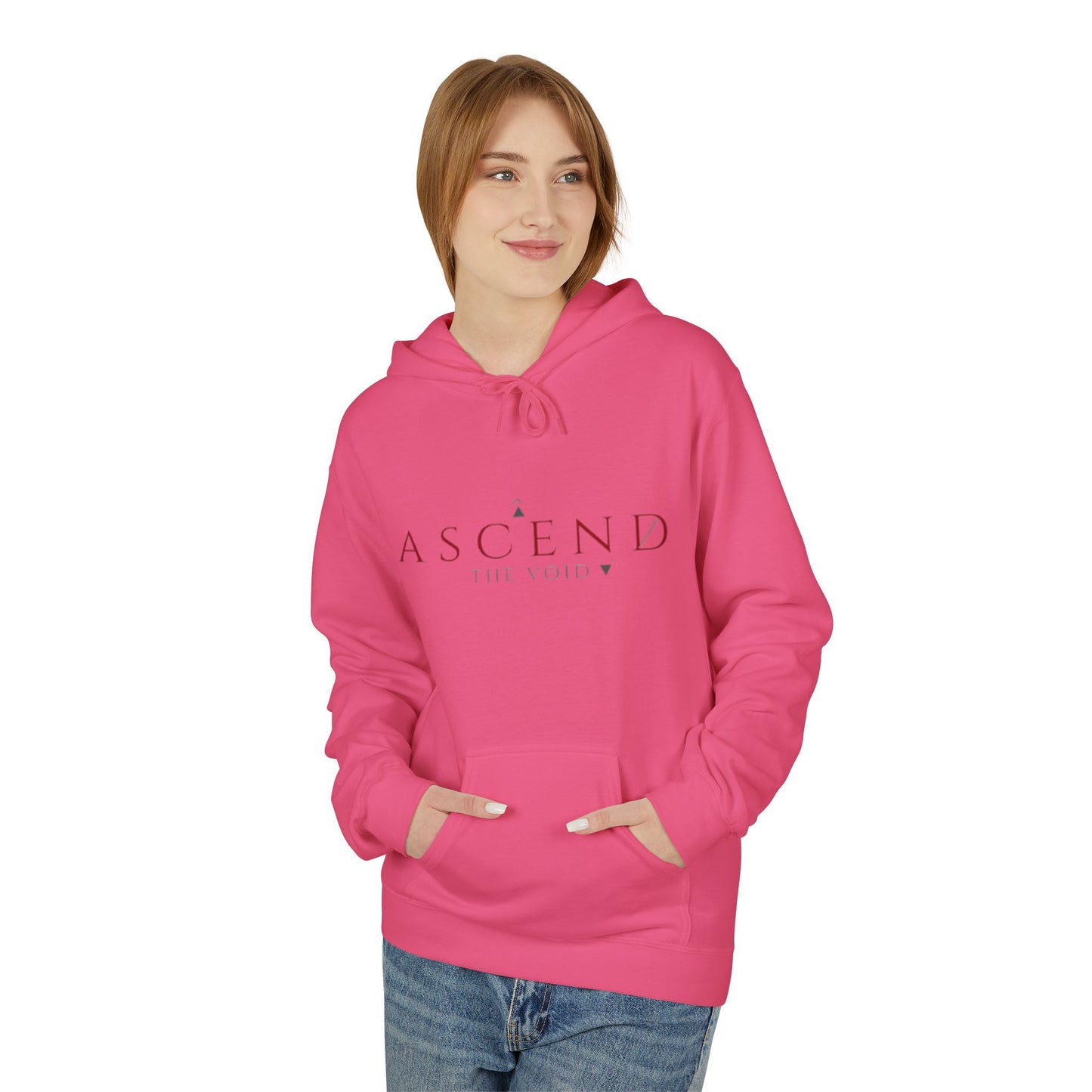 Hoodie — 'ASCEND The Void' Minimalist Logo Pullover with Red Lightning Back Graphic
