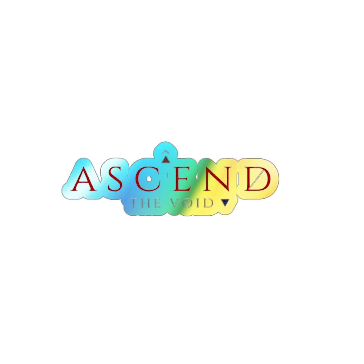 Holographic "Ascend the Void" Die-Cut Sticker — Iridescent Retro Logo Decal