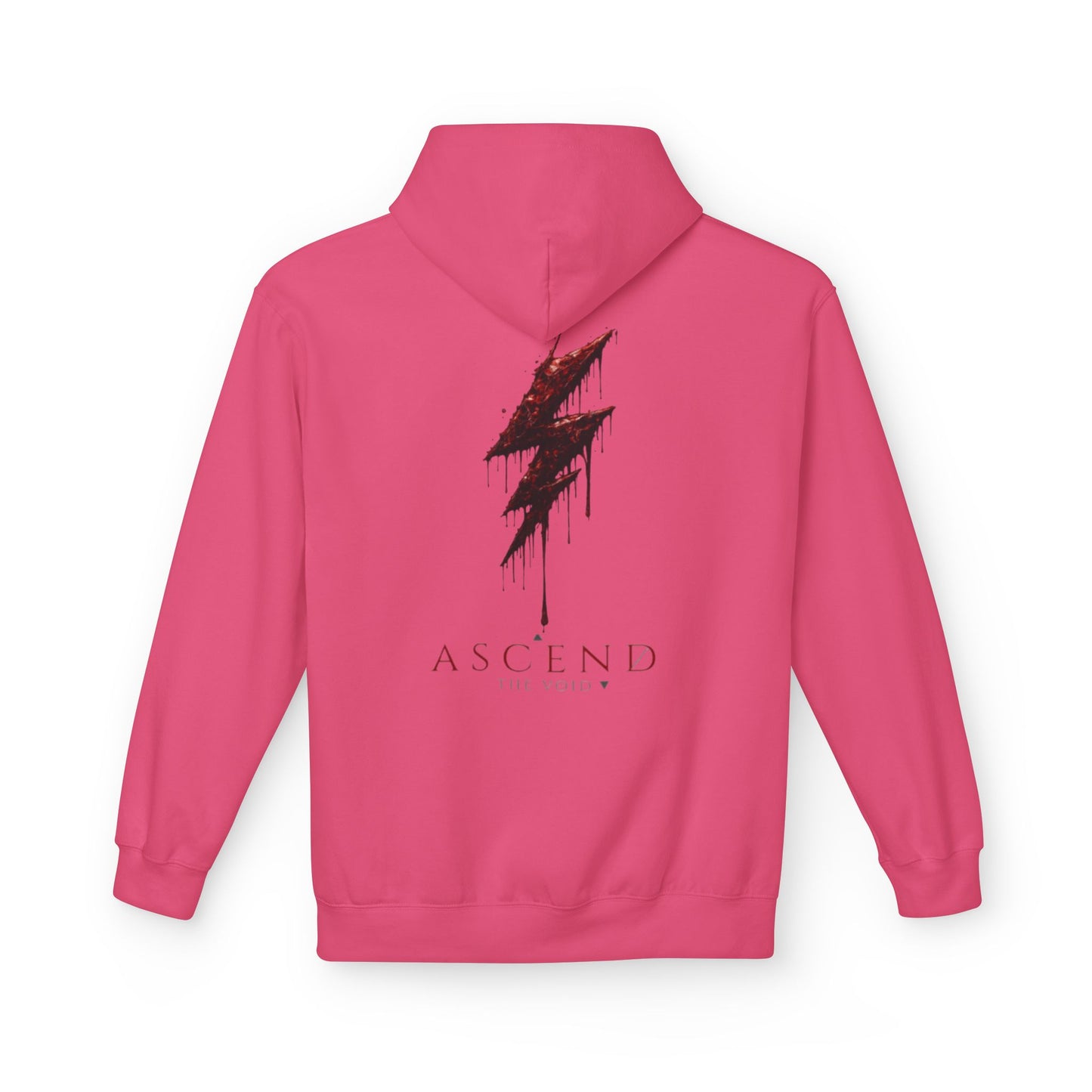 Hoodie — 'ASCEND The Void' Minimalist Logo Pullover with Red Lightning Back Graphic