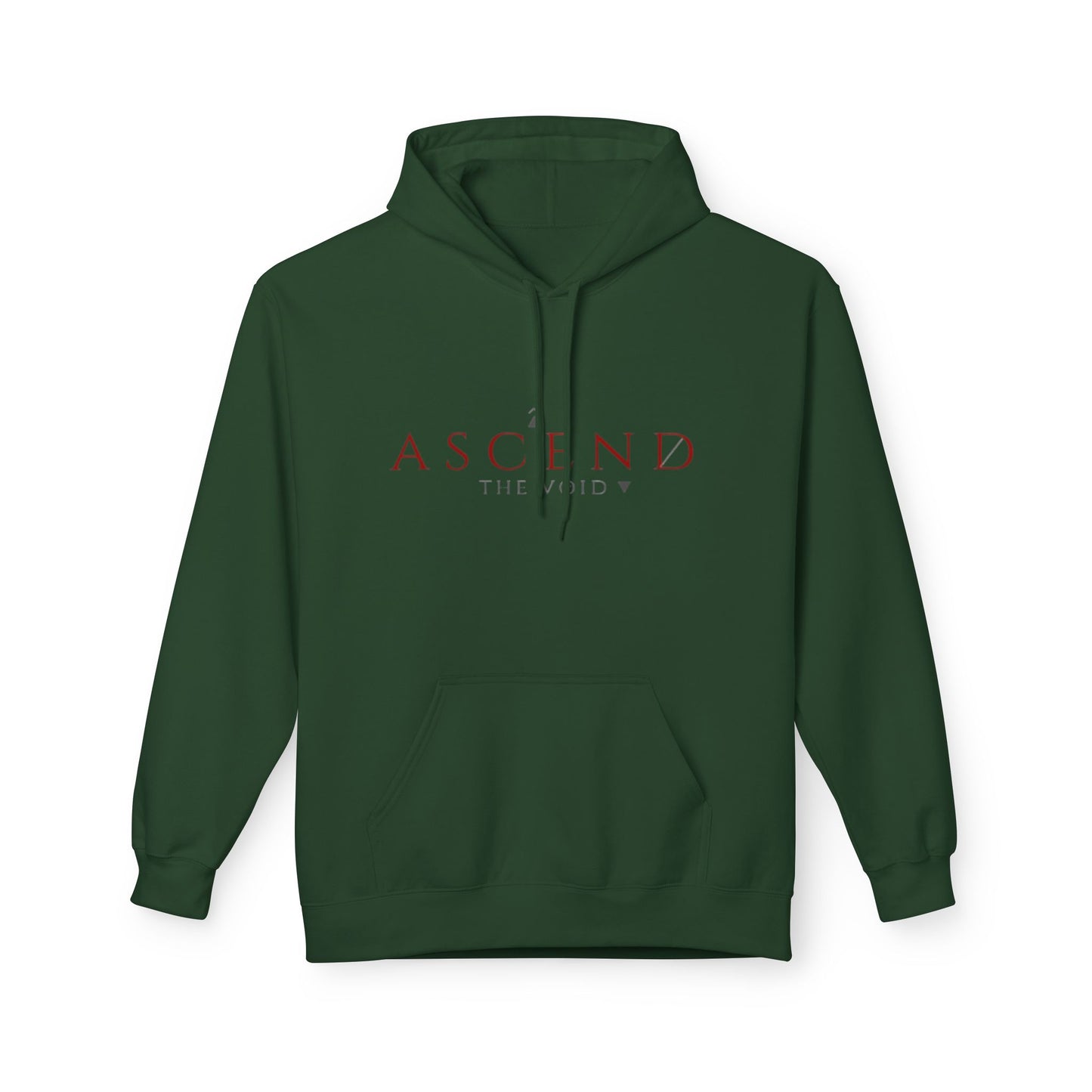 Hoodie — 'ASCEND The Void' Minimalist Logo Pullover with Red Lightning Back Graphic