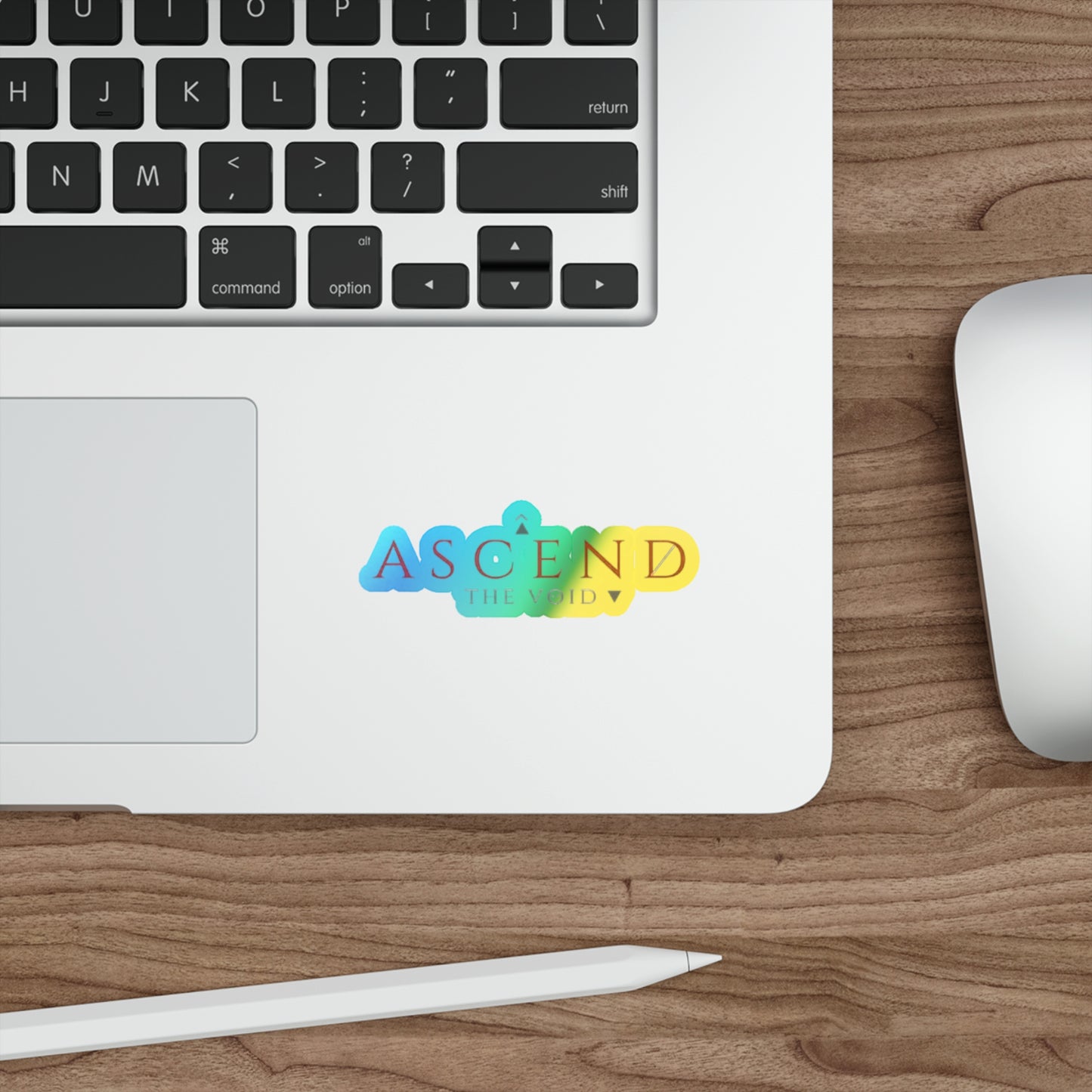Holographic "Ascend the Void" Die-Cut Sticker — Iridescent Retro Logo Decal