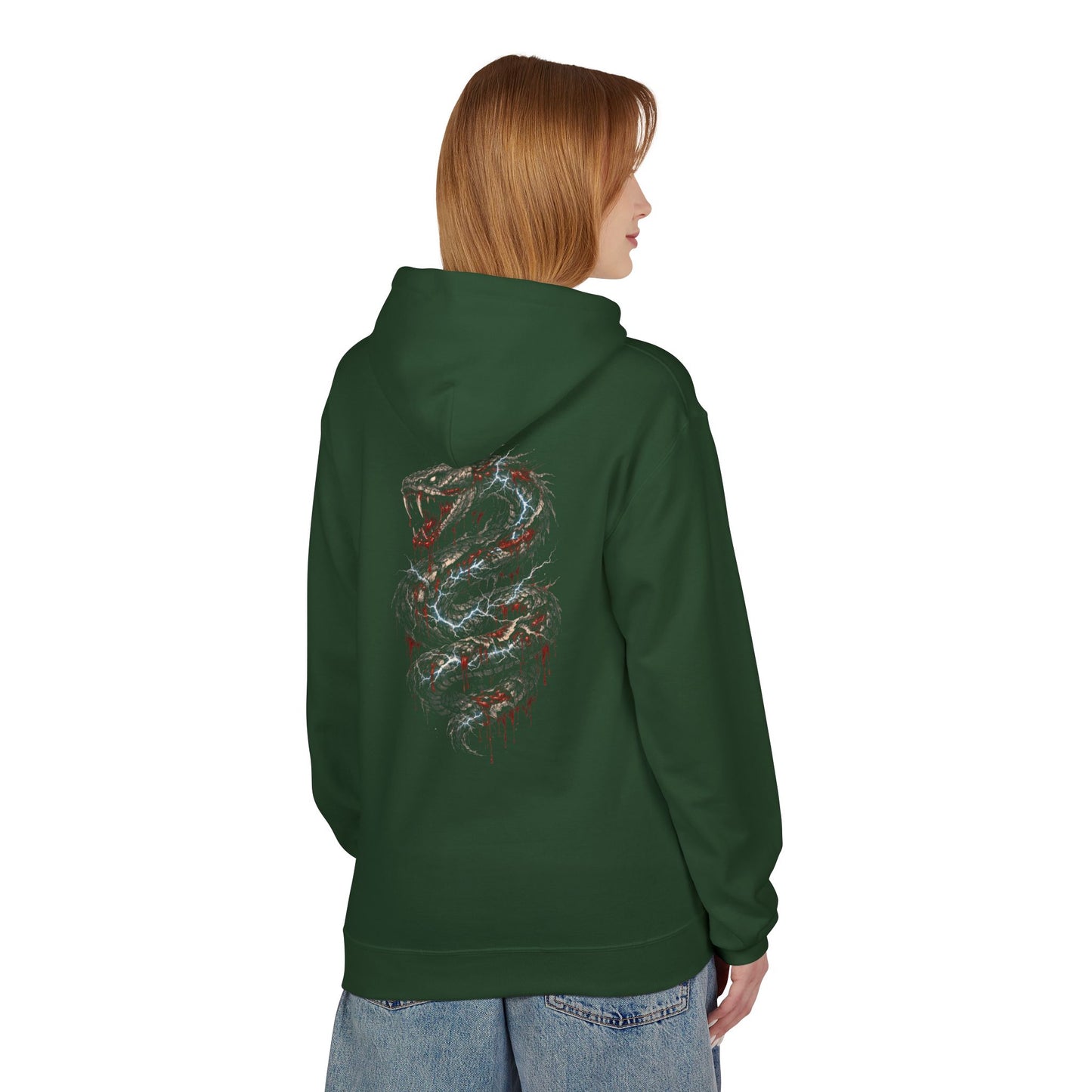 Serpent Flame Hoodie — Double-Headed Dragon Graphic Hooded Sweatshirt