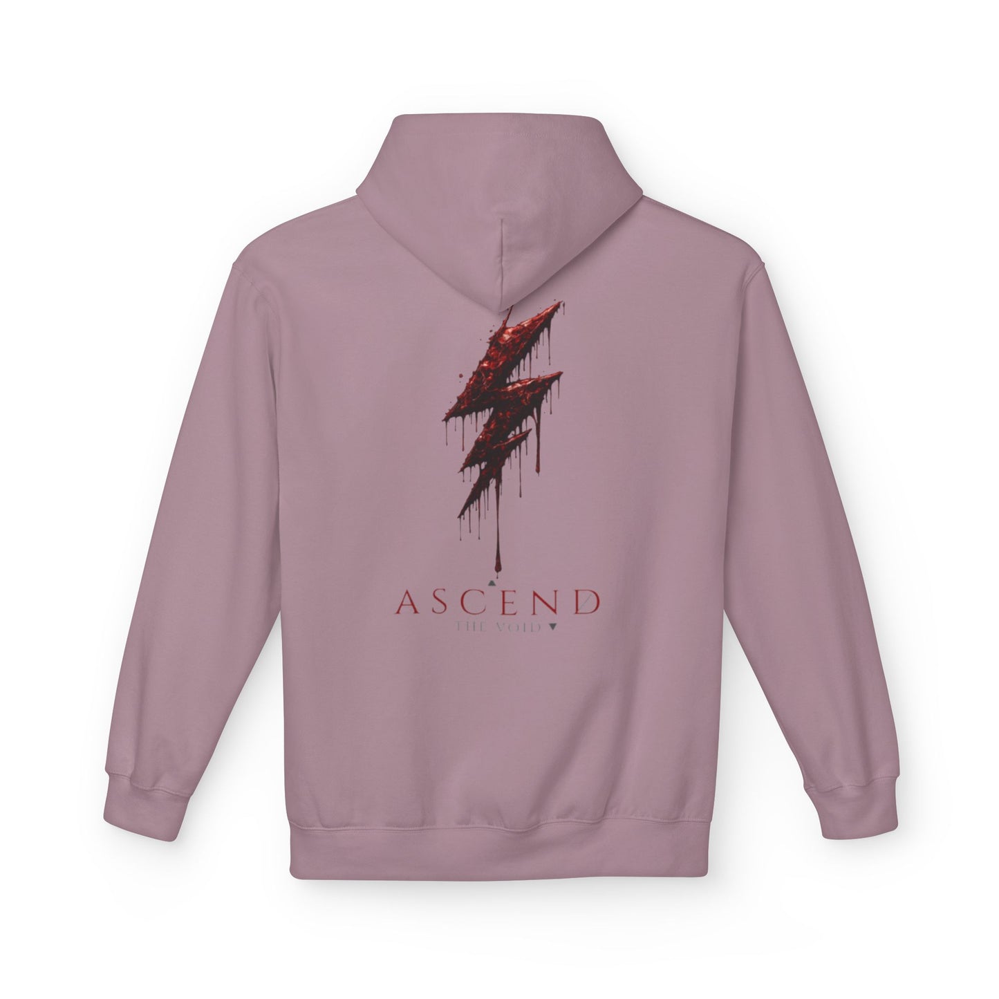 Hoodie — 'ASCEND The Void' Minimalist Logo Pullover with Red Lightning Back Graphic