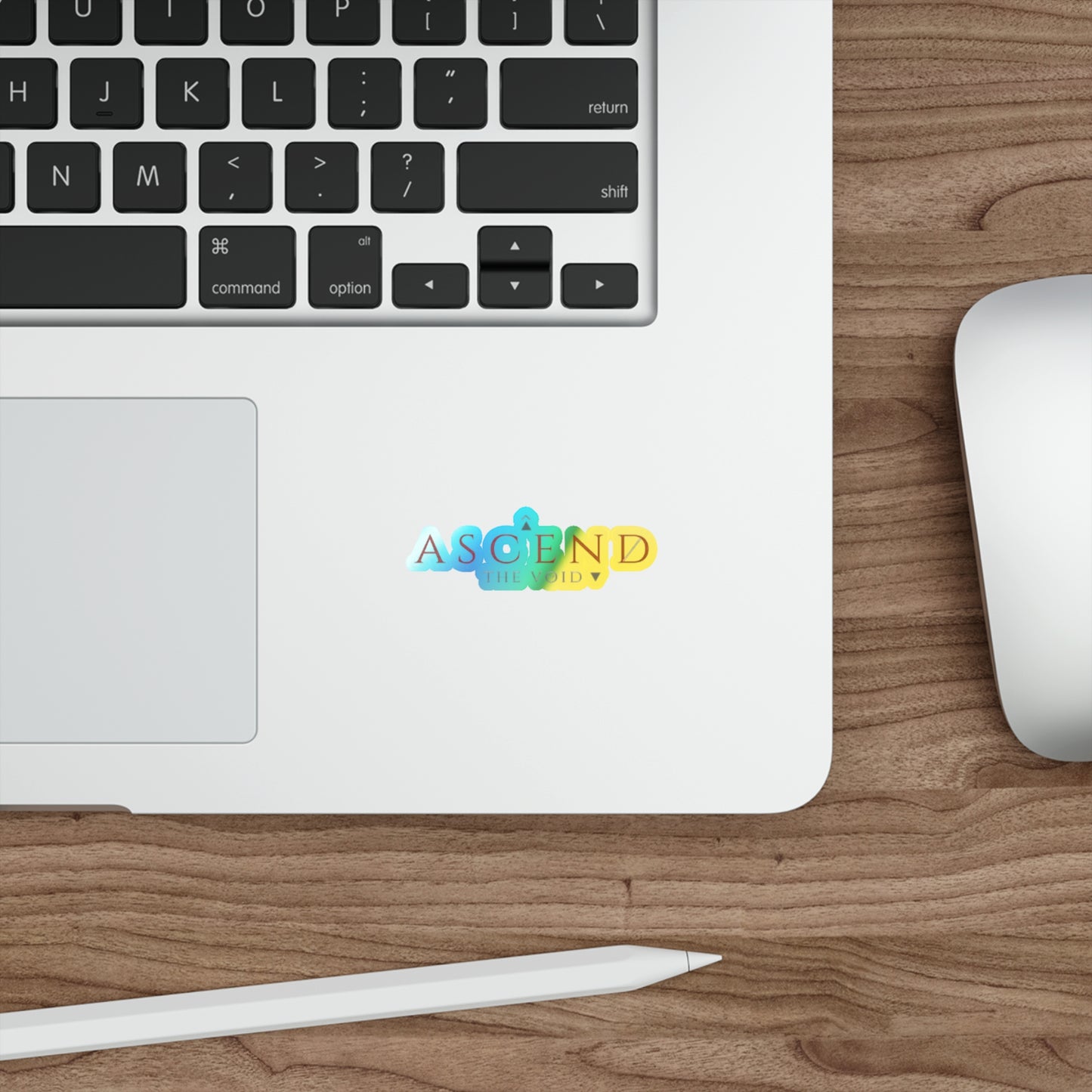 Holographic "Ascend the Void" Die-Cut Sticker — Iridescent Retro Logo Decal