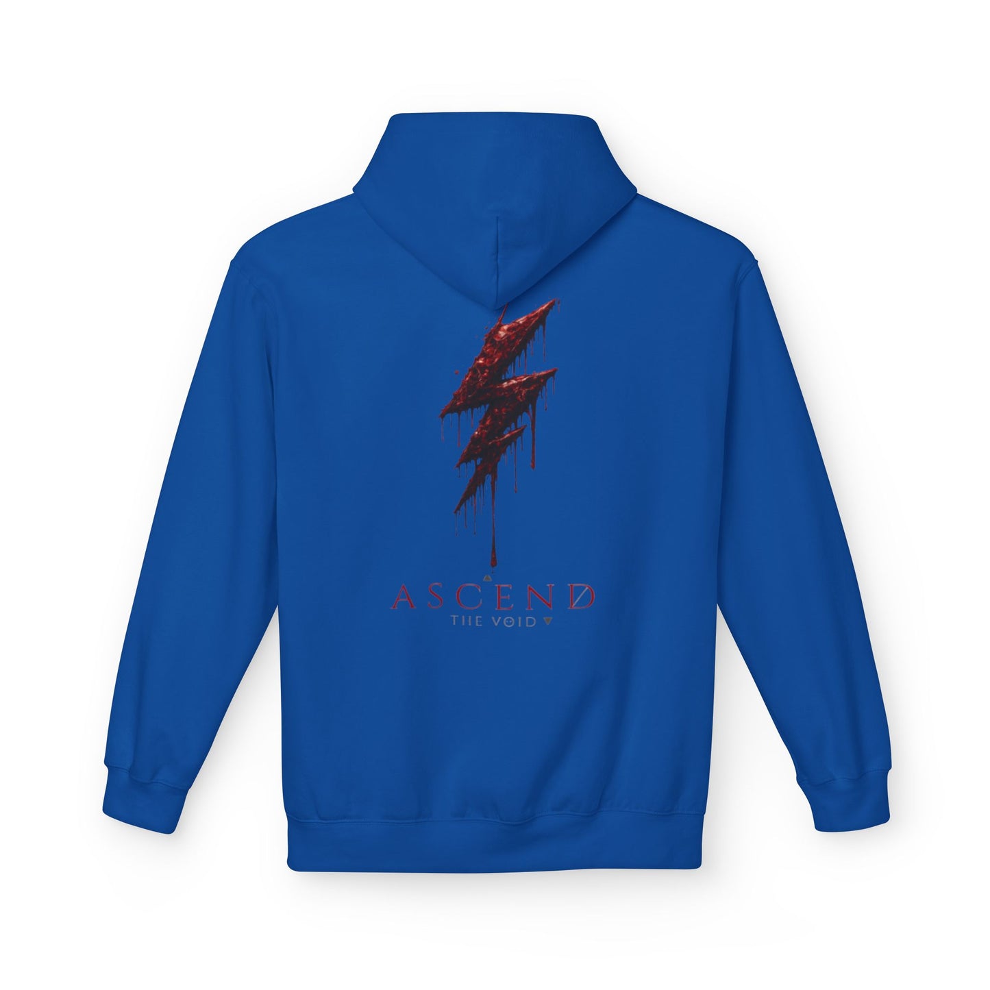 Hoodie — 'ASCEND The Void' Minimalist Logo Pullover with Red Lightning Back Graphic