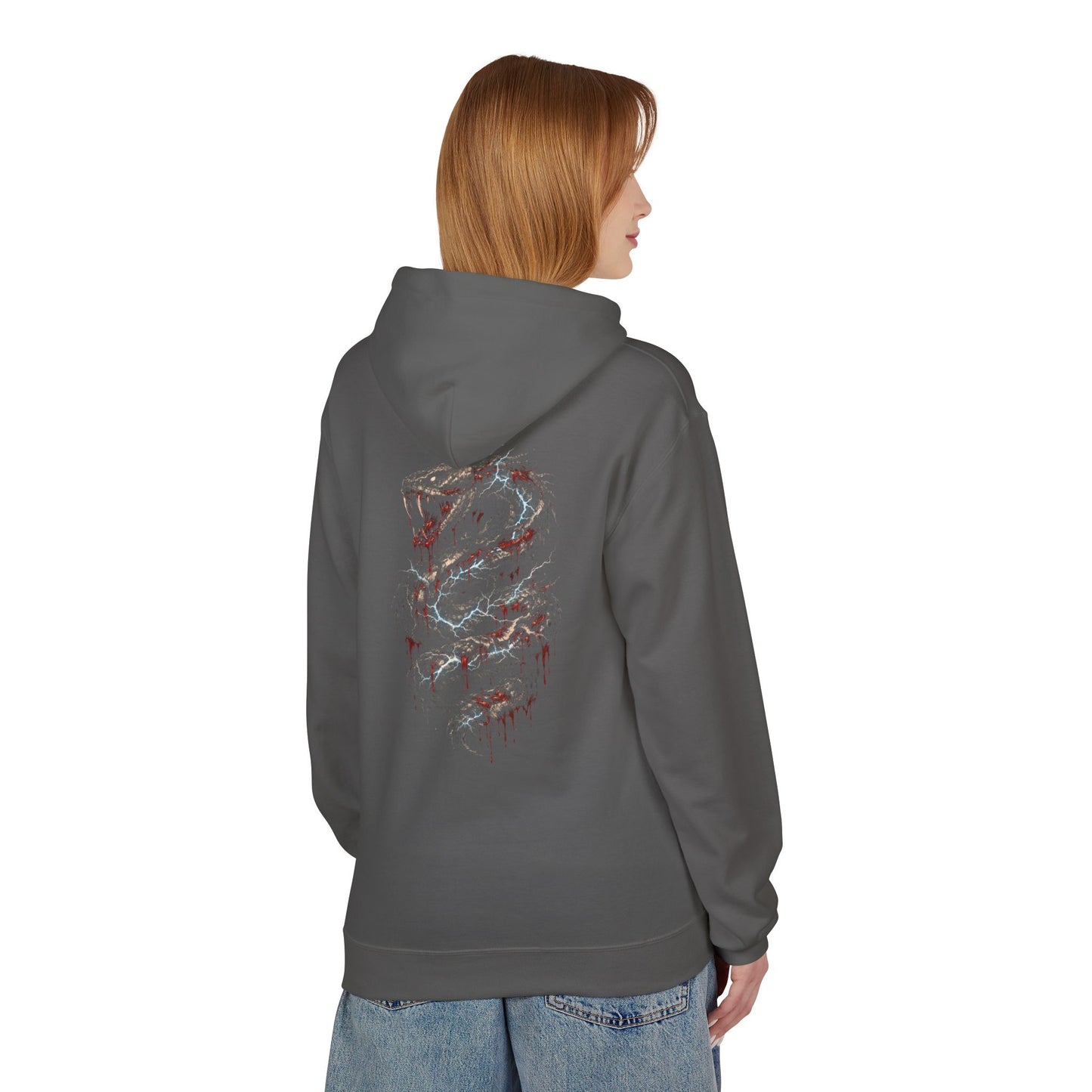 Serpent Flame Hoodie — Double-Headed Dragon Graphic Hooded Sweatshirt