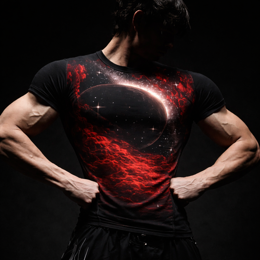Cosmic Eclipse T‑Shirt — Red Nebula Space Graphic Tee