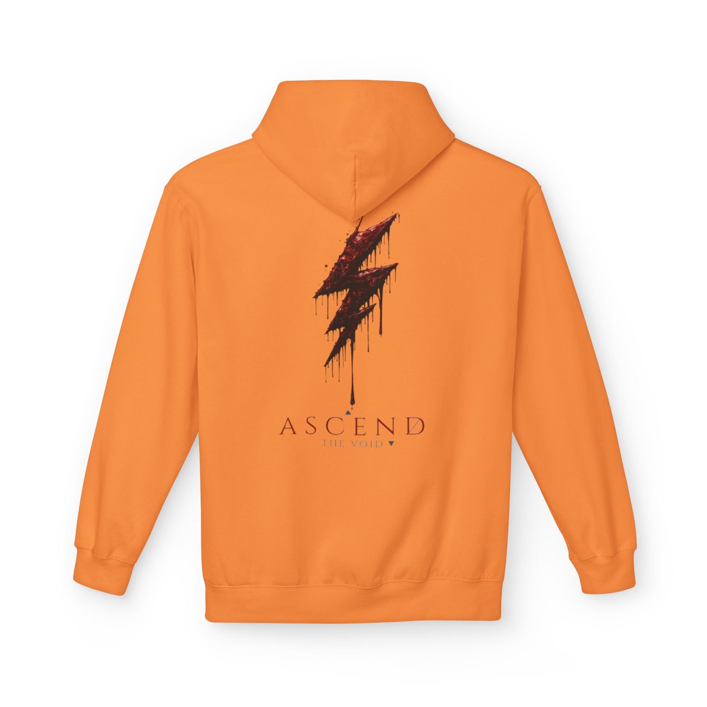 Hoodie — 'ASCEND The Void' Minimalist Logo Pullover with Red Lightning Back Graphic