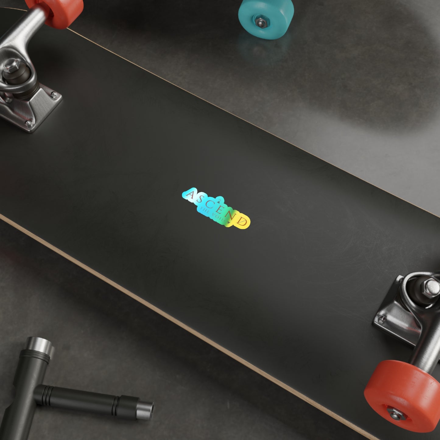 Holographic "Ascend the Void" Die-Cut Sticker — Iridescent Retro Logo Decal