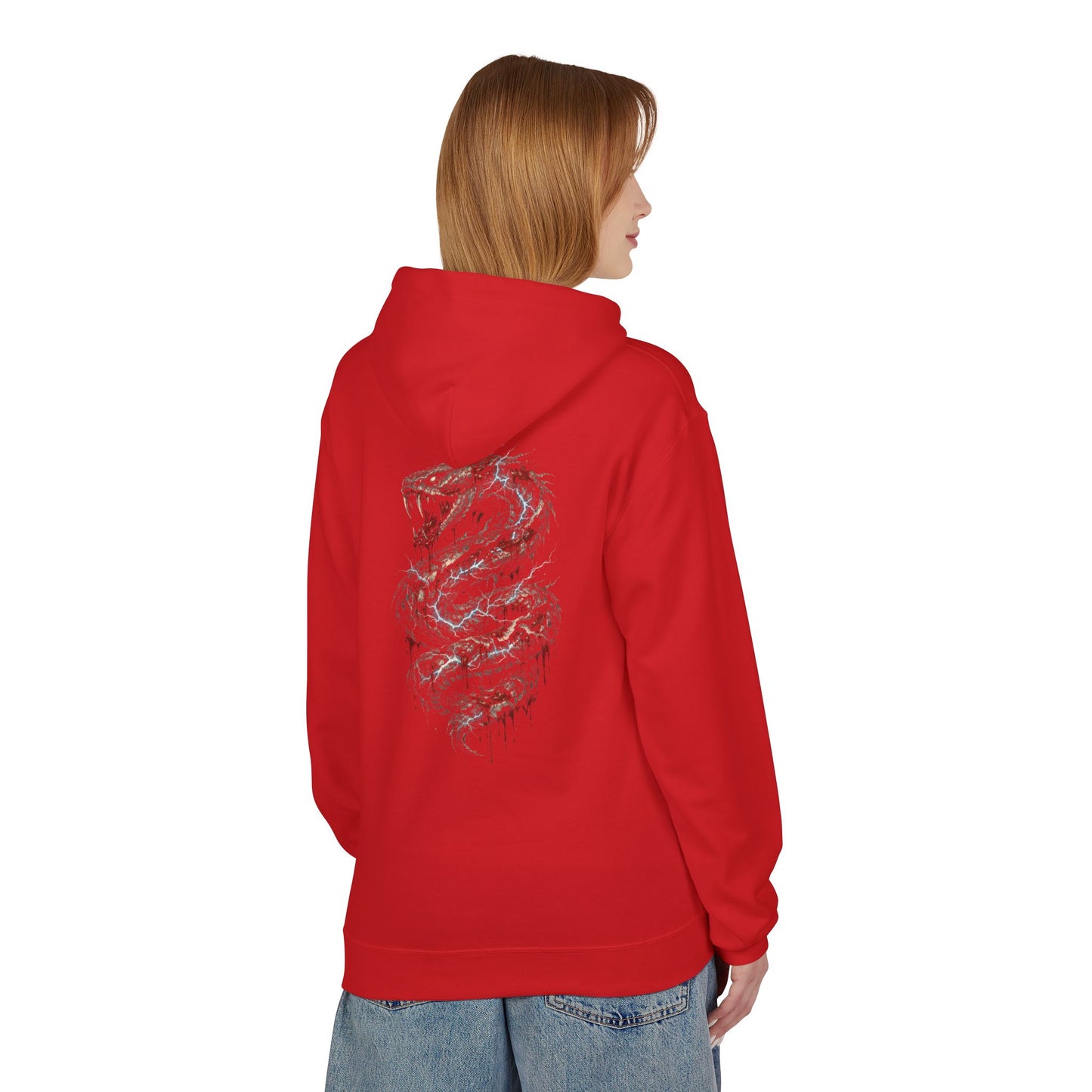 Serpent Flame Hoodie — Double-Headed Dragon Graphic Hooded Sweatshirt