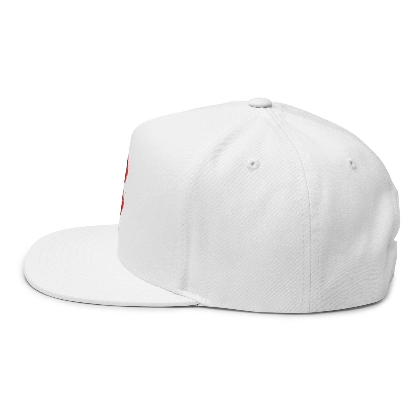 Embroidered Red Viking Rune Flat Bill Cap — Nordic Symbol Snapback Hat