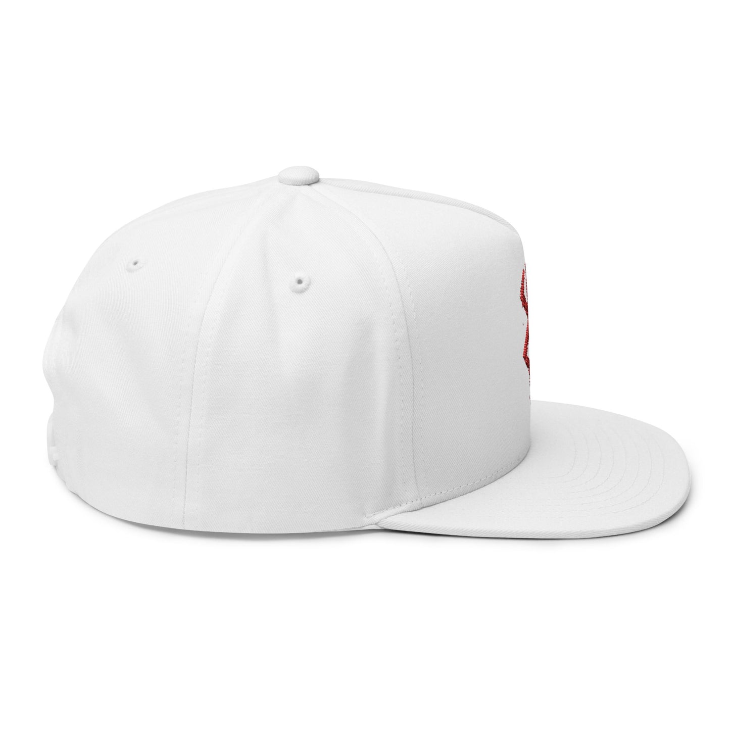 Embroidered Red Viking Rune Flat Bill Cap — Nordic Symbol Snapback Hat