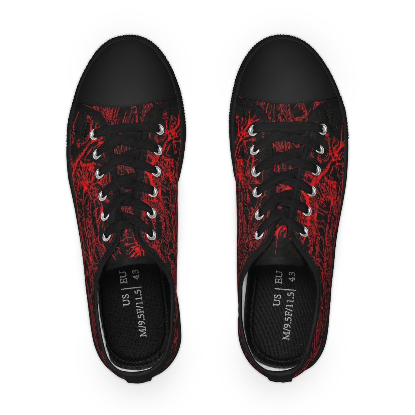 Red Black Grunge Low-Top Sneakers