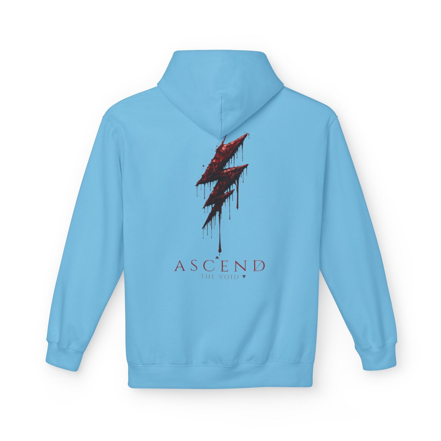Hoodie — 'ASCEND The Void' Minimalist Logo Pullover with Red Lightning Back Graphic