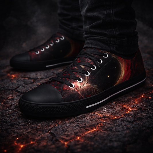 Dark Red Abstract Skull Sneakers