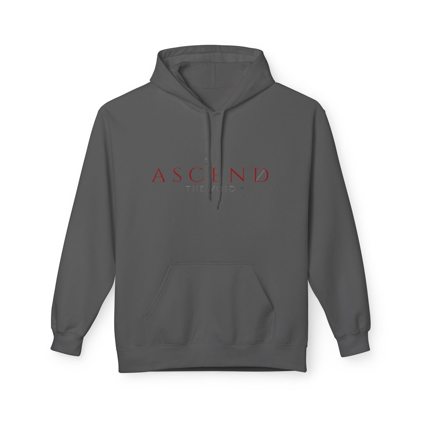 Hoodie — 'ASCEND The Void' Minimalist Logo Pullover with Red Lightning Back Graphic