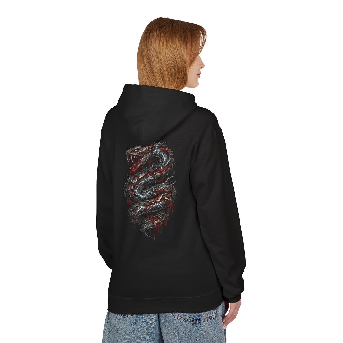 Serpent Flame Hoodie — Double-Headed Dragon Graphic Hooded Sweatshirt