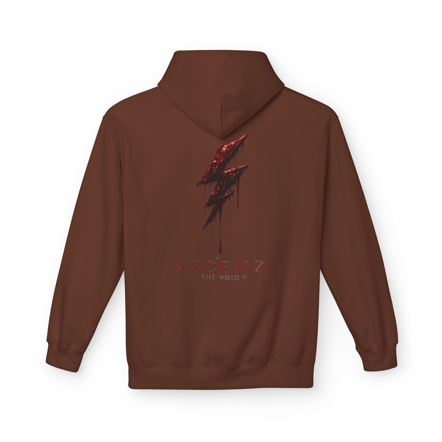 Hoodie — 'ASCEND The Void' Minimalist Logo Pullover with Red Lightning Back Graphic