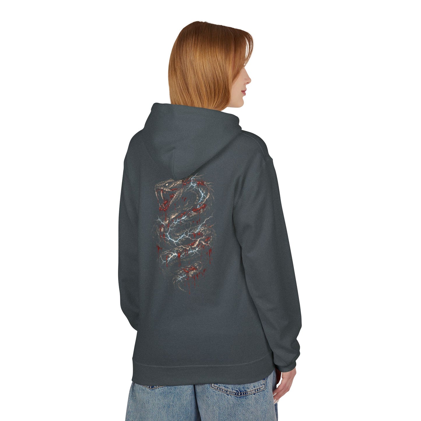 Serpent Flame Hoodie — Double-Headed Dragon Graphic Hooded Sweatshirt