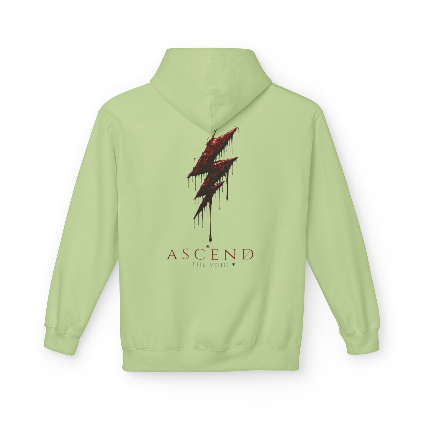 Hoodie — 'ASCEND The Void' Minimalist Logo Pullover with Red Lightning Back Graphic