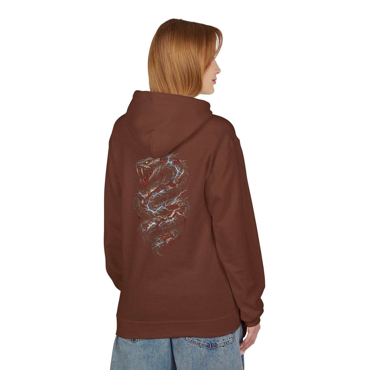 Serpent Flame Hoodie — Double-Headed Dragon Graphic Hooded Sweatshirt