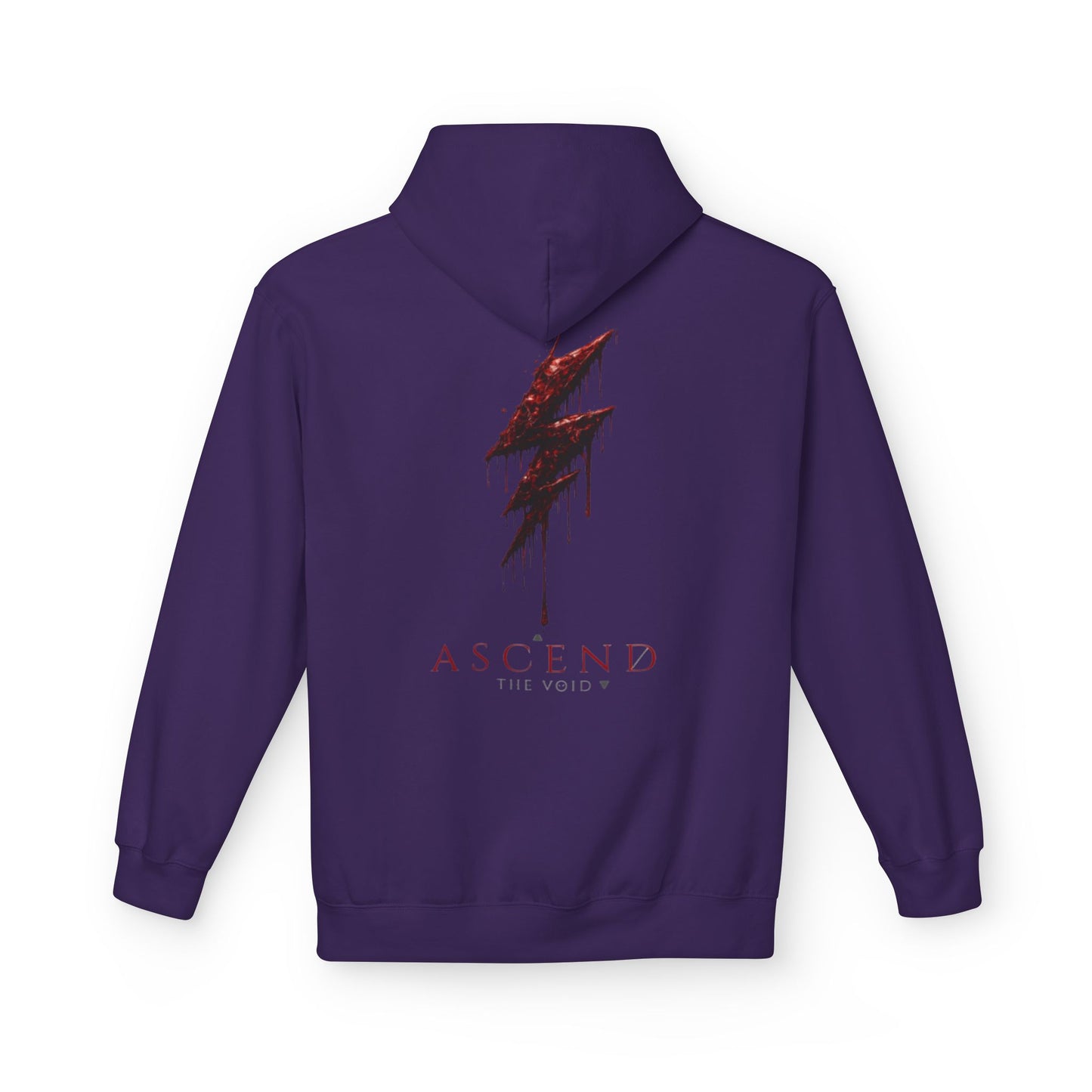 Hoodie — 'ASCEND The Void' Minimalist Logo Pullover with Red Lightning Back Graphic