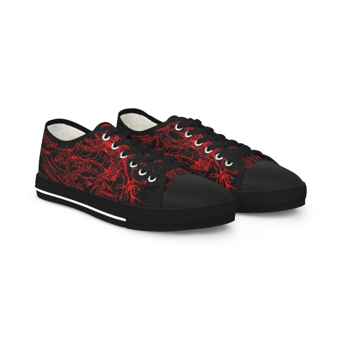 Red Black Grunge Low-Top Sneakers