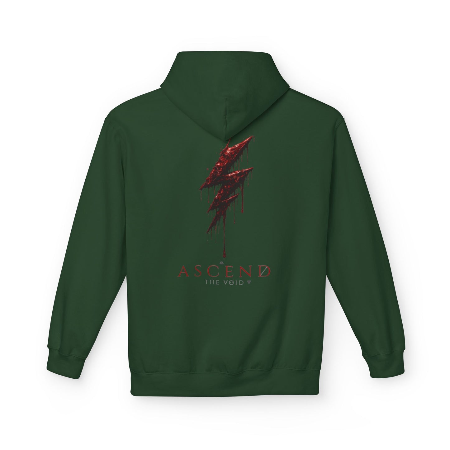 Hoodie — 'ASCEND The Void' Minimalist Logo Pullover with Red Lightning Back Graphic