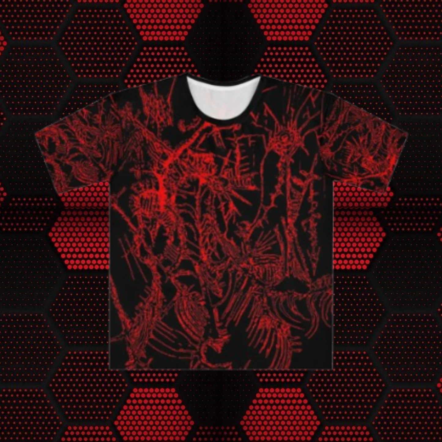 Red Skeleton Allover Print T‑Shirt