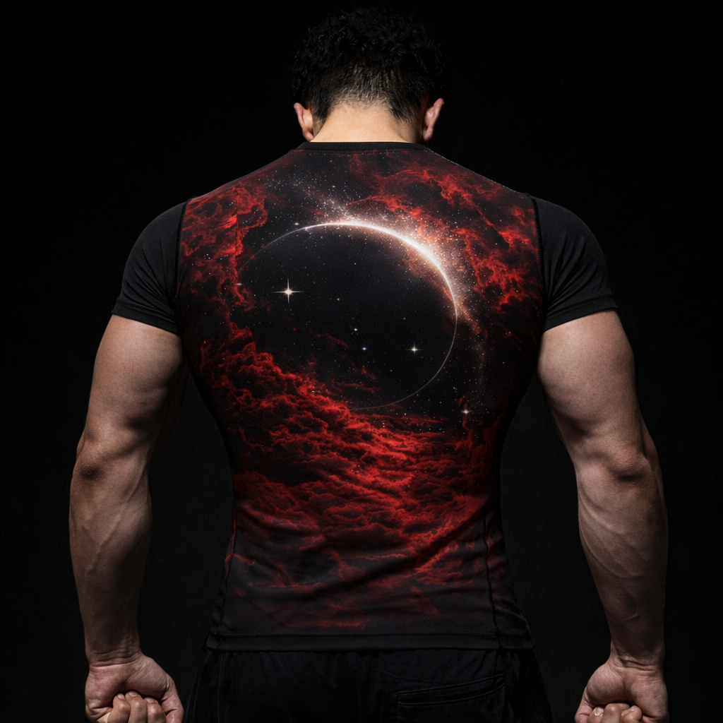 Cosmic Eclipse T‑Shirt — Red Nebula Space Graphic Tee