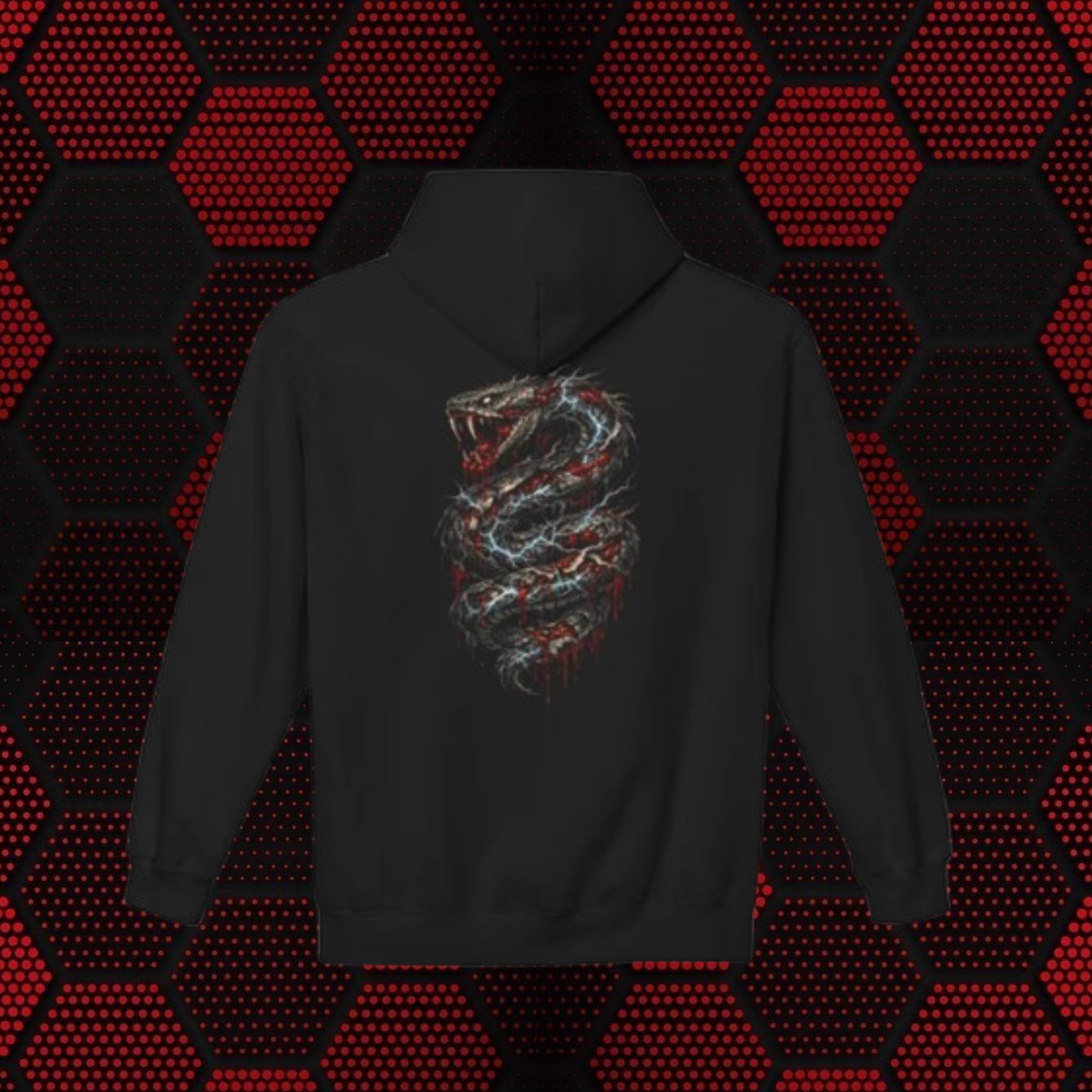 Serpent Flame Hoodie — Double-Headed Dragon Graphic Hooded Sweatshirt