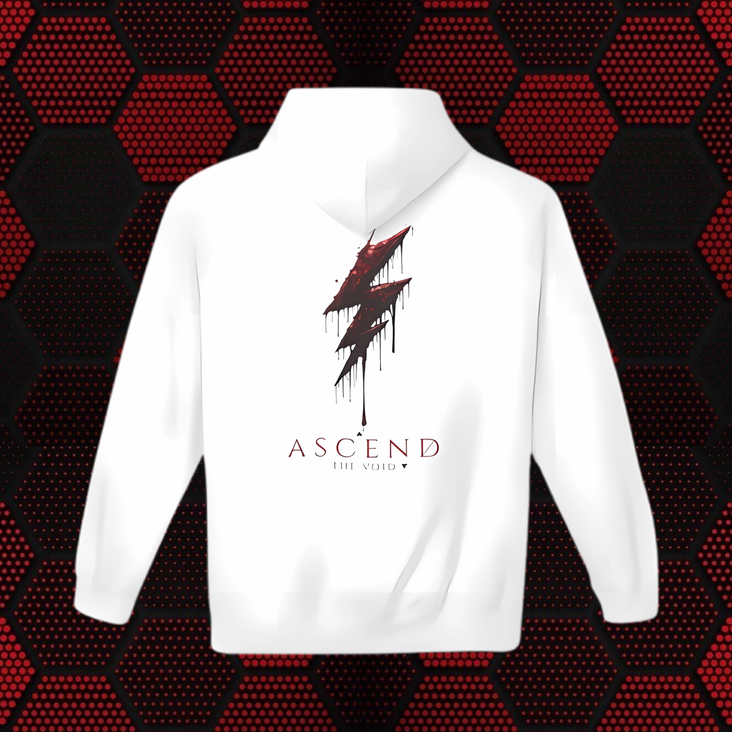 Hoodie — 'ASCEND The Void' Minimalist Logo Pullover with Red Lightning Back Graphic