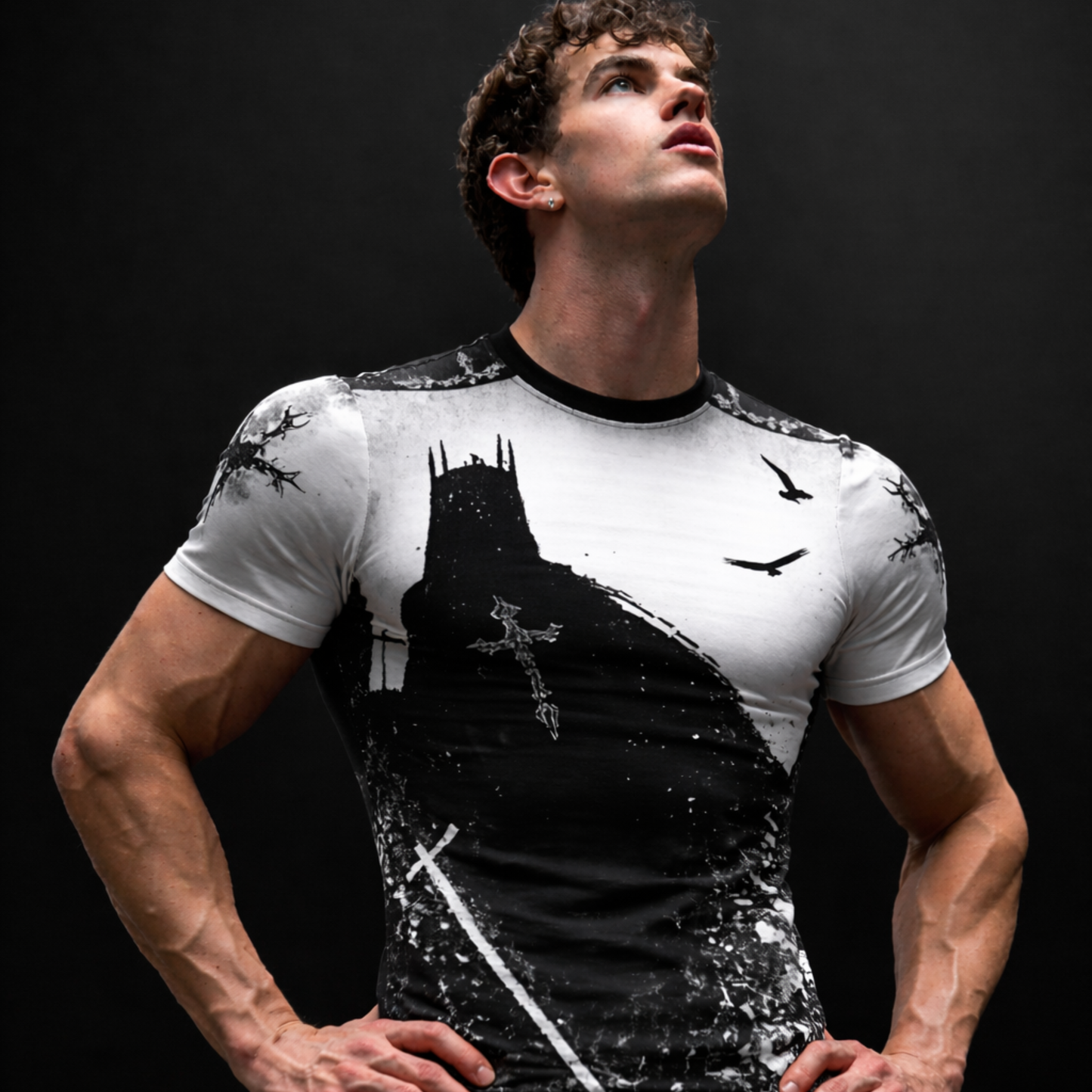 Pulsebreaker 'Ascend the Void' Tee — Men's Dark Tech Graphic Shirt