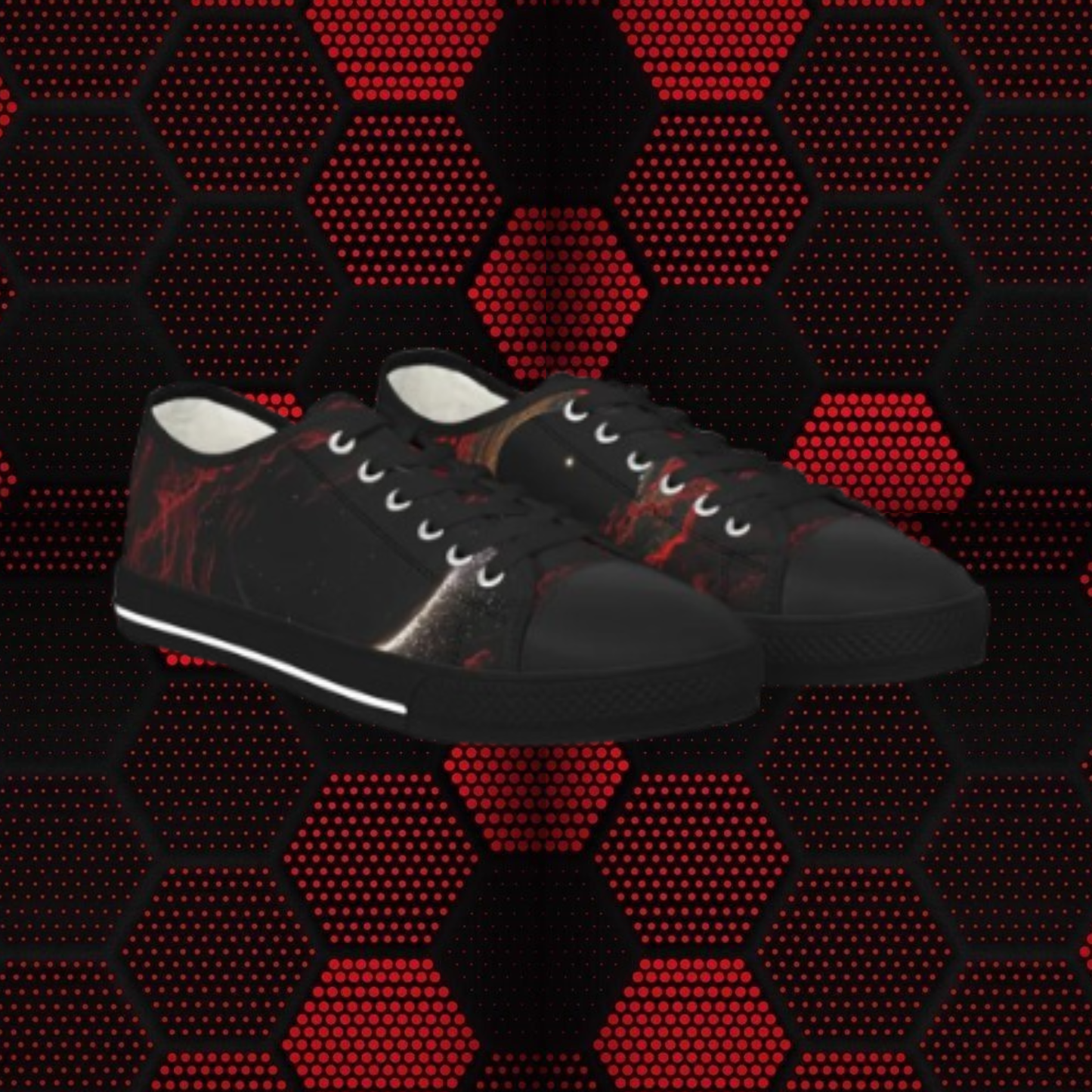 Dark Red Abstract Skull Sneakers