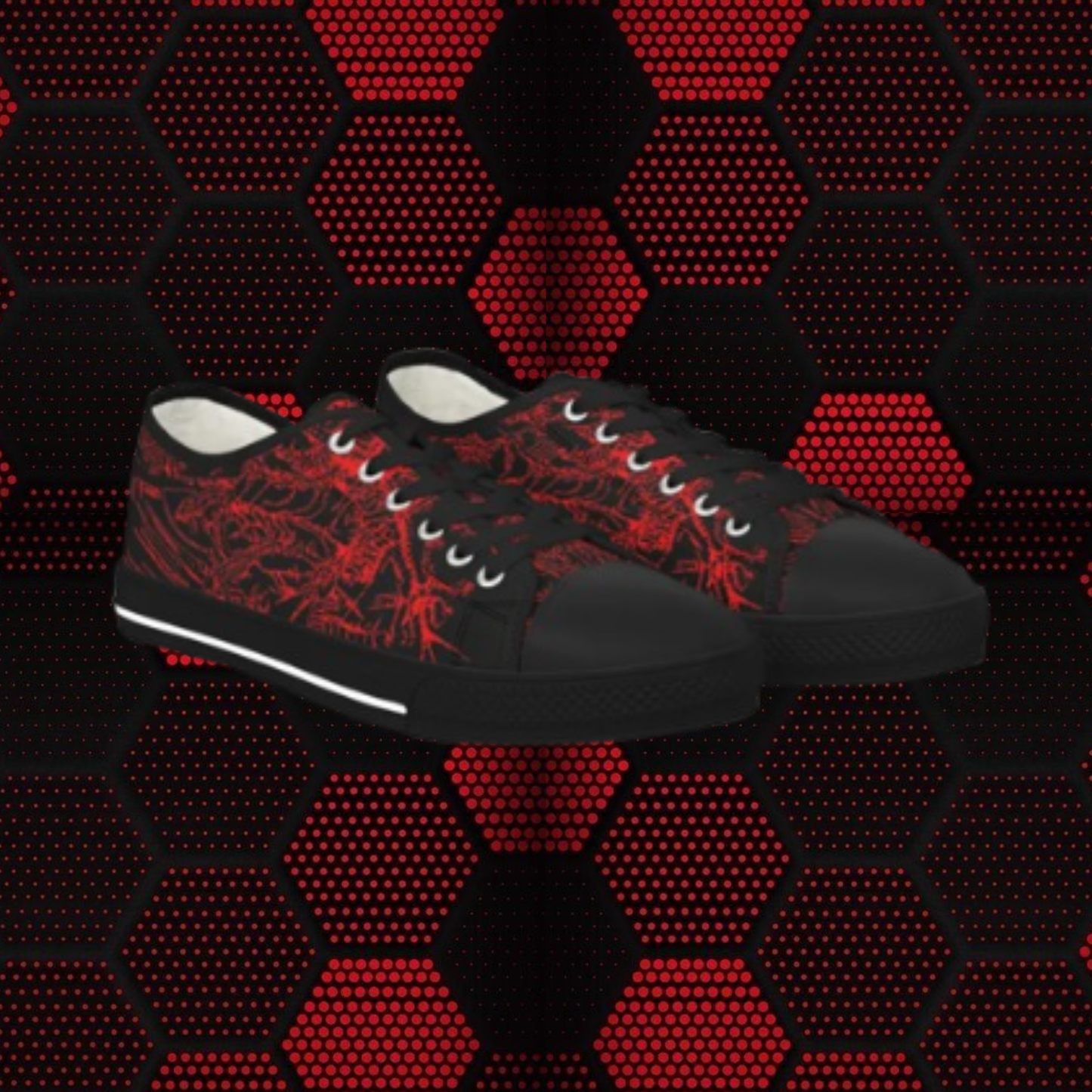 Red Black Grunge Low-Top Sneakers